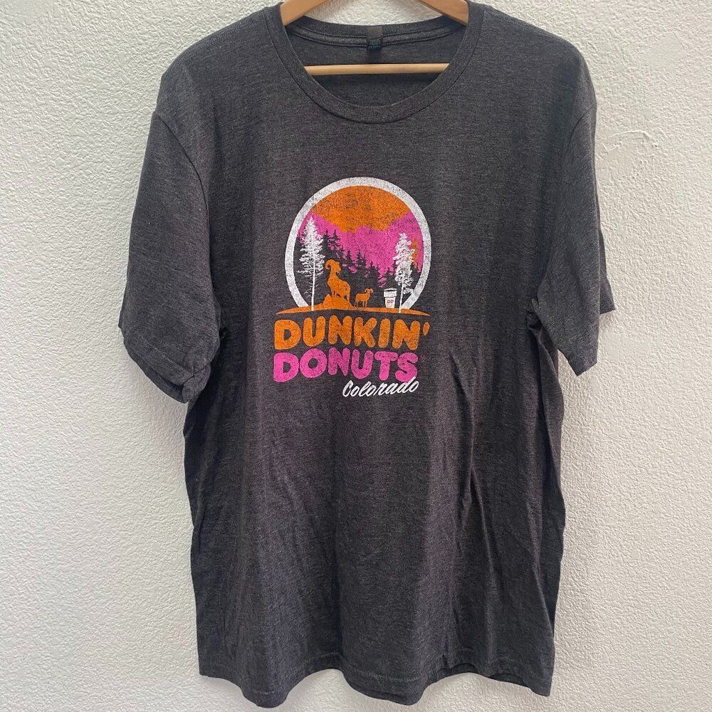Dunkin' Donuts Colorado Mountains District Made Gray T-Shirt Men's XL Coffee